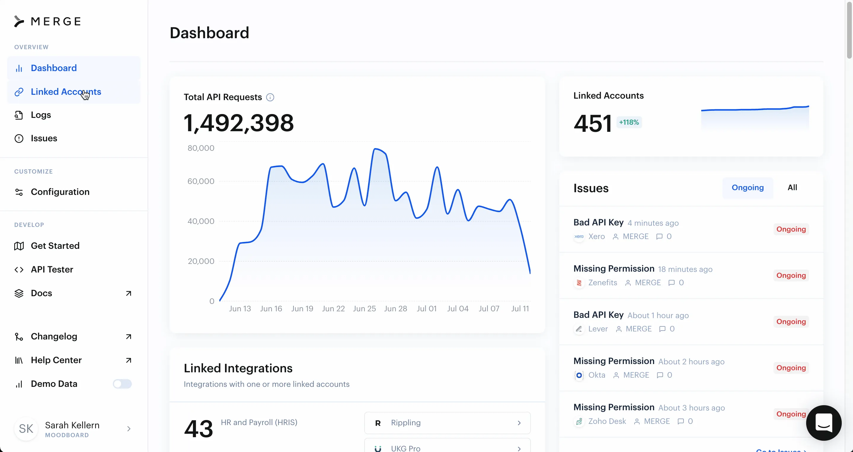 Merge Link demo in dashboard